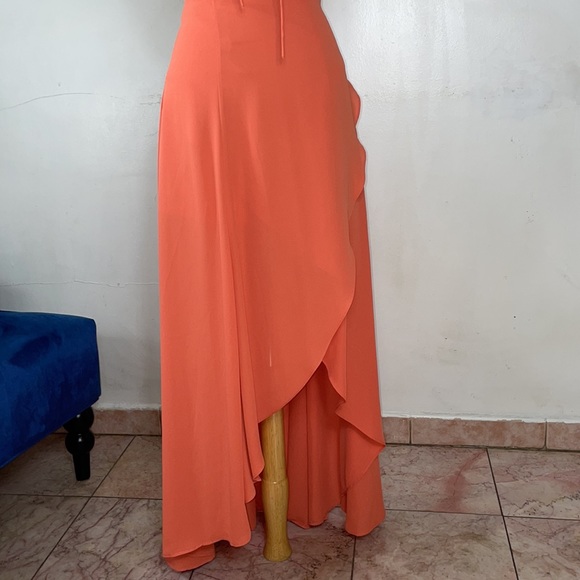 Fame and Partners Orange Chiffon Dress 4 - Picture 4 of 11